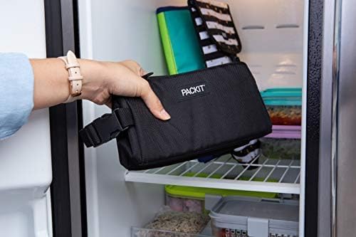 PackIt Freezable Small Insulated Snack Box, Black, with EcoFreeze Technology (Built-in Ice Pack), Mini Cooler or Small Lunch Bag, For Fresh Snacks On the Go, for Work, Gym, or Travel