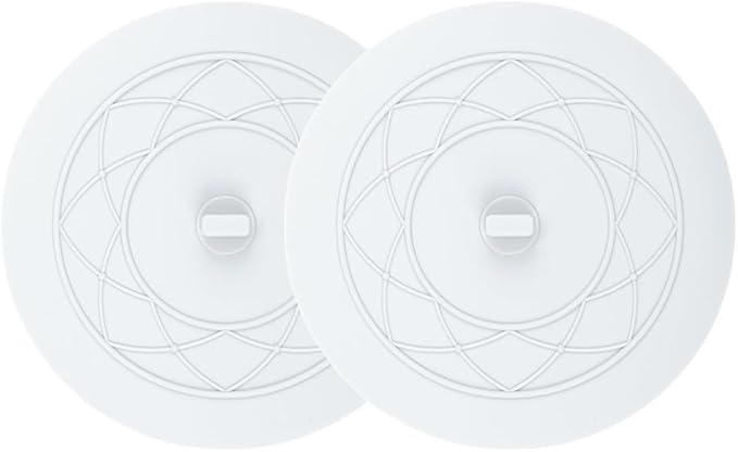 Tub Stopper 2PCS,Bathtub Drain Stopper,6 inches Bathtub Tub Drain Cover Stopper,Silicone Drain Plug,Kitchen Bathroom Hair Water Shower Stopper,Large Bathroom Laundry Accessories (White/White)