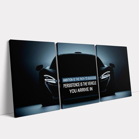 KAWAHONE Inspirational Quotes Wall Art -Ambition & Persistence-Motivational Car Posters Prints Wall Decor -Entrepreneur Positive Black and White Wall Art for Office, Workplace Motivational Posters