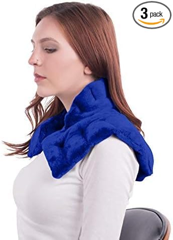 Mars Wellness Heated microwavable Neck and Shoulder Wrap - Herbal Hot/Cold Deep Penetrating Weighted Herbal Aromatherapy Shoulder and Neck Therapy Wrap - Made in The USA (Slate Blue) - 3 Pack