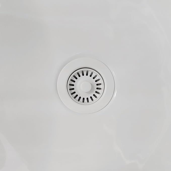 Garbage Disposal Drain Strainer and Stopper with Decorative Disposal Flange in White, Fit 3.5 Inch Standard Drain Hole
