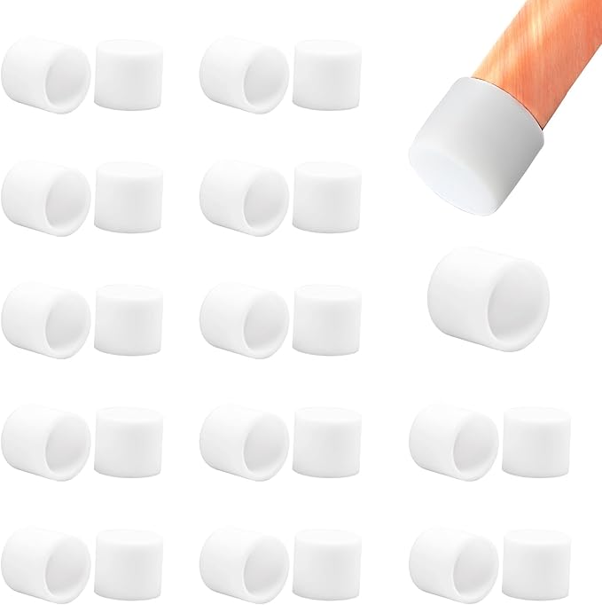 BOPOREAE 25 Pcs 5/8" (16 mm) Round Chair Leg Tips Caps, Silicone Rubber Furniture Leg Floor Protectors, Reduce Noise Folding Metal Chair Leg Cap Replacement for Bar Stool Leg Patio Indoor, White