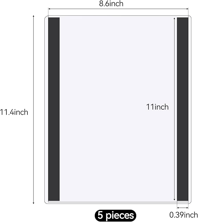 5 Pcs 8.5'' x 11'' Rigid Magnetic Sign Holders - Clear Plastic Document Frames with Magnet Borders for Letter Size Posters - Perfect for Home, Office, and Store Displays