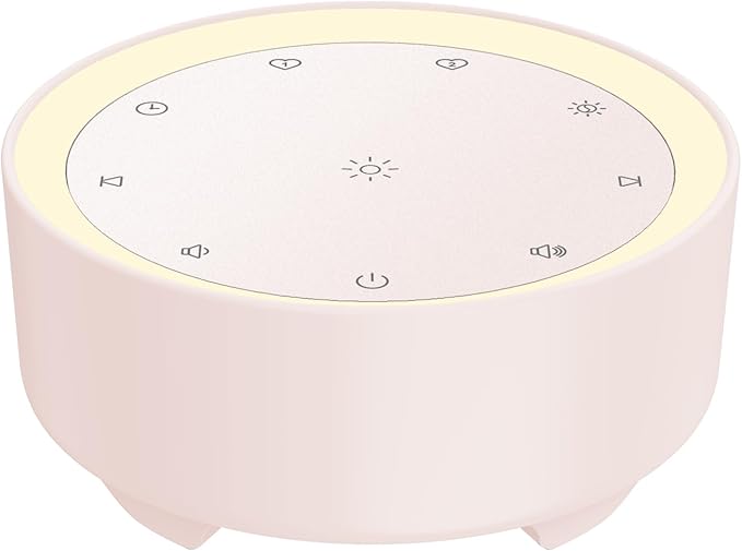 Kipcush Sound Machine & Night Light for Adults, Baby, Kids. White Noise Machine with 20 Soothing Sleep Sounds. Small Size & Portable Design for Bedroom, Office, Travel. Favorites Buttons, Timer（Pink）