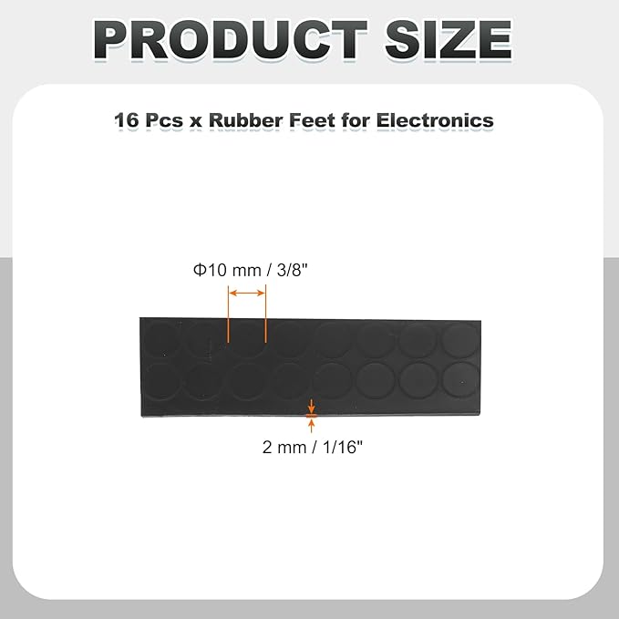 PATIKIL Non Slip Furniture Pads 3/8" (10mm x 2mm), 16 Pcs Adhesive Backed Round Rubber Feet Anti-Scratch Rubber Furniture Grippers for Hardwood Floor Electronics Bed Drawers DIY