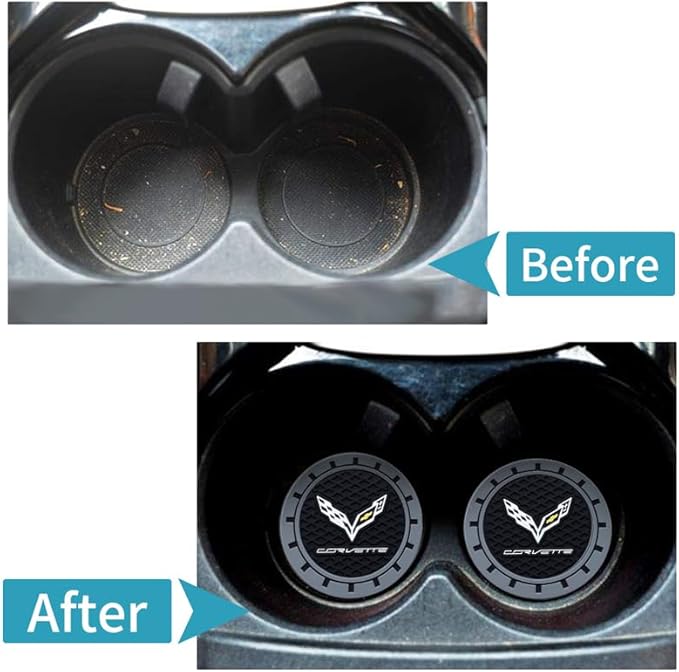 Cup Holder Insert Coaster Fit Corvette C1 C2 C3 C4 C5 C6 C7 C8 Racing 1LT 2LT 3LT,Anti Slip Car Cup Coaster Interior Accessories