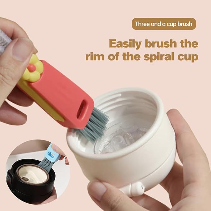 3 in 1 Cup Lid Cleaning Brush, Multifunctional Crevice Portable Cup Lid Cleaning Brush for Bottle Gap Tight Spaces Cup, Crevice Clean Brush for All Type Bottle (6PCS)