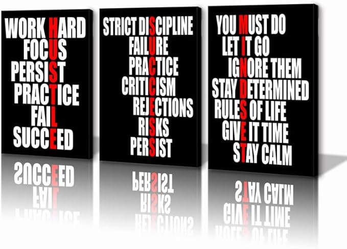 KAWAHONE Motivational Wall Decor - Hustle/Success/Mindset Definition Poster Inspirational Quotes Wall Art - Positive Affirmations Office Decor for Bedroom Living Room Home