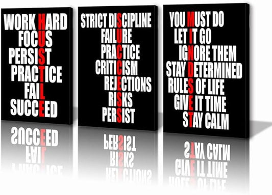 KAWAHONE Motivational Wall Decor - Hustle/Success/Mindset Definition Poster Inspirational Quotes Wall Art - Positive Affirmations Office Decor for Bedroom Living Room Home