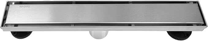 Neodrain 18-Inch Linear Shower Drain - with 2-in-1 Flat & Tile Insert Cover, Brushed 304 Stainless Steel Rectangle Shower Floor Drain, Floor Shower Drain