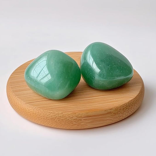 Polished Aventurine Crystal Stones - 2 Pcs of 1.2" Worry Stone for Anxiety, Pocket Palm Stone Super Large Handpicked Natural Tumbled Gemstones for Meditation, Reiki, Chakra Healing, Home Decor