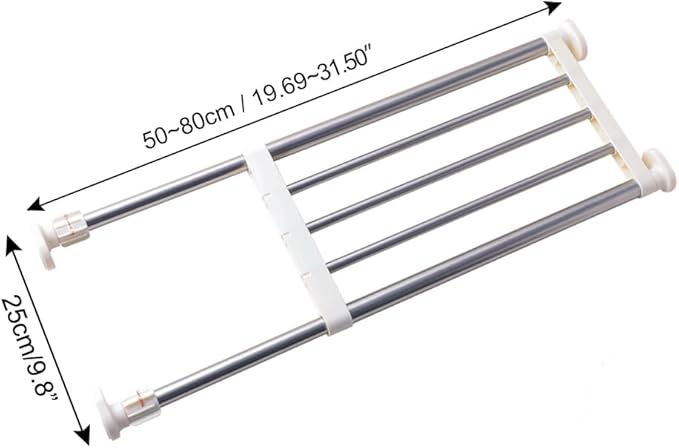 Hershii Expandable Closet Tension Shelf Rod Adjustable Storage Rack Heavy Duty DIY Organizer Divider for Wardrobe Cupboard Kitchen Bathroom