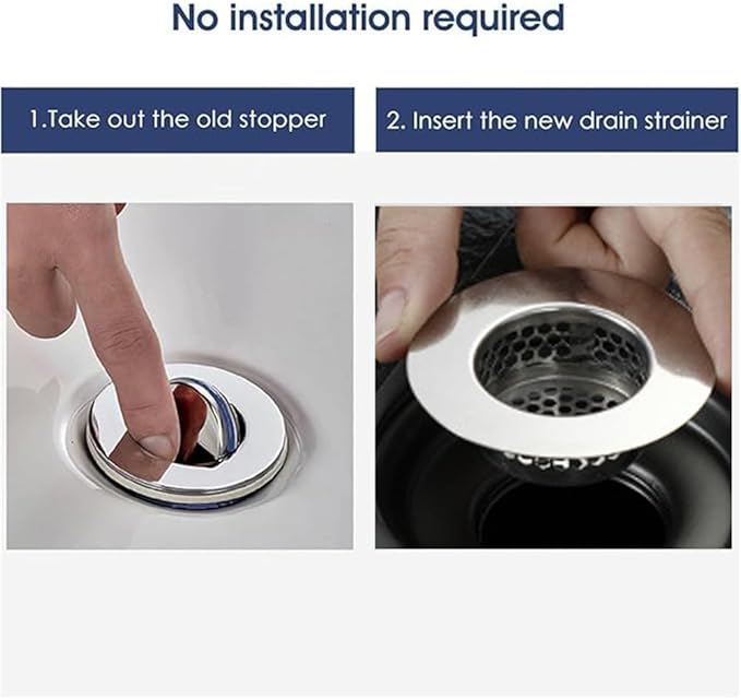 Bathroom Sink Filter - Fits 1.25"-1.60" Hole (2pcs) | Stainless Steel Hair Catcher for Bathroom/Bathtub/Laundry/RV Sink