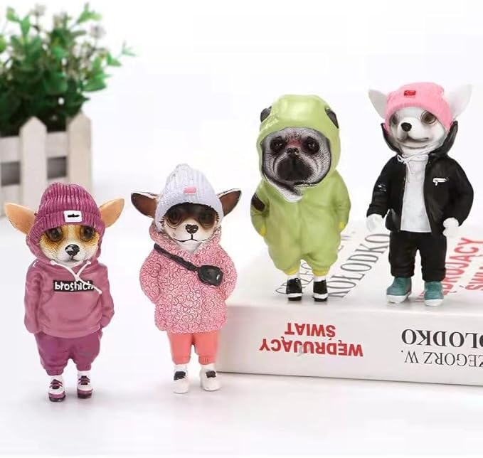 2025 Coolest Dog Sculpture for Home, Dog Statue Crafts Living Room Desktop Decorations,Handmade Casual Small Resin Animal Statue Ornament Home Decor Black