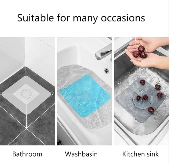 Silicone Tub Stopper Floor Drain Cover,2 Pieces Sewer Anti-Odor Mat Deodorizing Drain Plugs for Kitchen,Bathroom and Laundry(5x5 inch) Grey