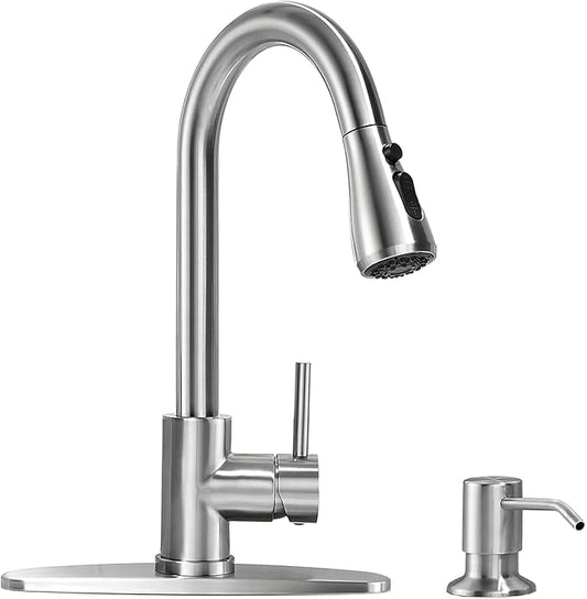 VFAUOSIT Kitchen Faucets with Pull Down Sprayer, RV Bath Faucets, Shower Faucet with Soap Dispenser for Sink Faucet 1 or 3 Hole, Suitable for Farmhouse Camper Laundry Rv Bar