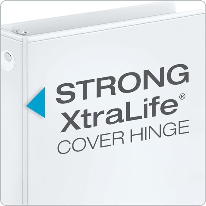 Cardinal 0.5 Inch 3 Ring Binders, White, 12 Pack, Round Ring Binder, Holds 125 Sheets, PVC Free, Customizable Covers, 2 Pocket View Binders for Office and School Organization