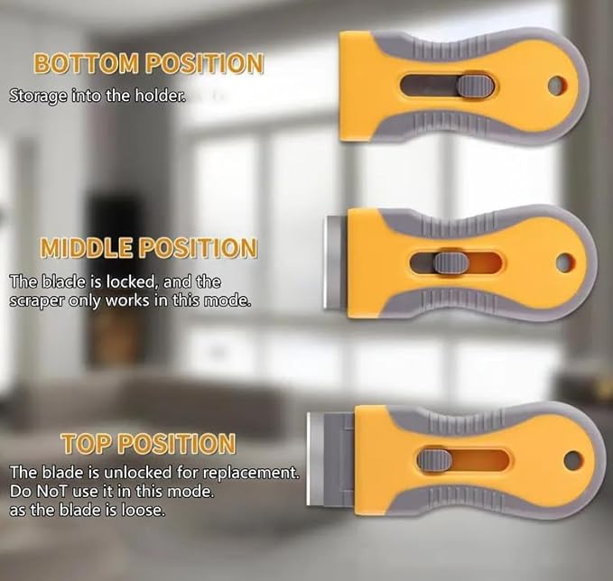 Retractable Razor Blade Scraper Tool, 2 Pack with 20 Extra Replacement Blades, Safety Lock Paint Scraper for Removing Stickers, Labels, Paint from Glass, Windows, Stovetop, Ceramic Surfaces