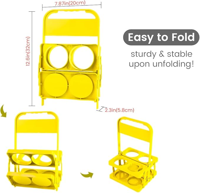 musbus Reusable Drink Carrier with Handle for Delivery Drivers, Portable Cup/Coffee Holder Accessories for Delivery, Foldable Drinks Caddy with Tray, Car Durable Plastic Festive Bottle, Vacation