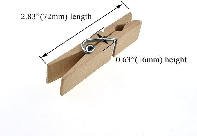 HAHIYO Wooden Clothes Pins Clothespins Extra Wide Do NOT Fall Apart 2.83 inches Length 11 Pack Sturdy Strong Springs No Rust No Discoloration for Laundry Craft Food Opened Bags