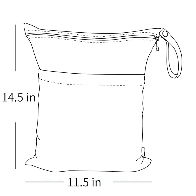 ALVABABY 2pcs Cloth Diaper Wet Dry Bags Waterproof Reusable with Two Zippered Pockets Travel Beach Pool Daycare Soiled Baby Items Yoga Gym Bag for Swimsuits or Wet Clothes 2LM05