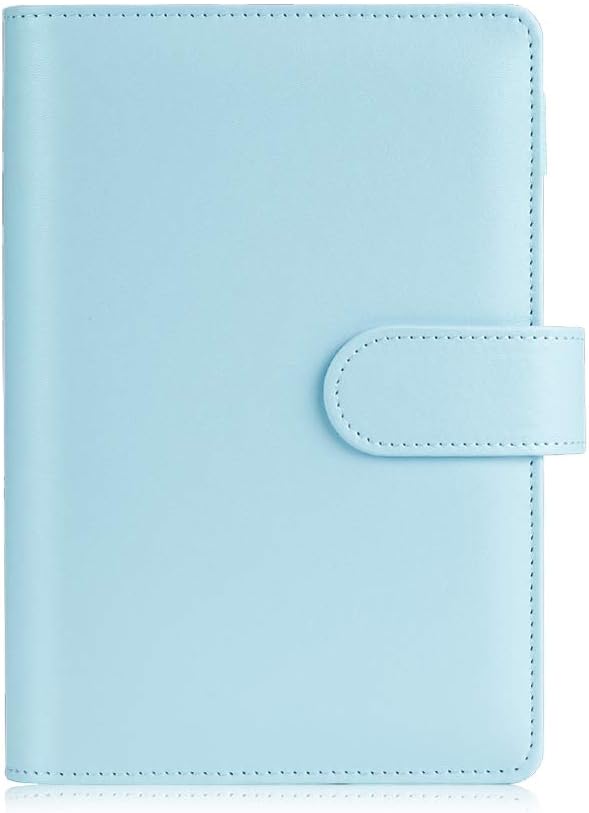 Sooez A6 Notebook Binder, 6 Ring Planner with Stylish Design, Loose Leaf Personal Organizer Binder Cover with Magnetic Buckle Closure, PU Leather Binder for Women with Soft Colors, 7.48"x5.2"