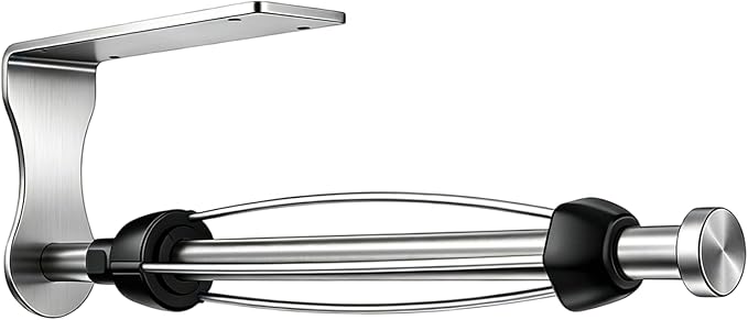 SetSail Paper Towel Holder, Paper Towel Holder Under Cabinet with Adjustable Damper Easy Tear Wall Mount Self-Adhesive or Drilled for Kitchen Bathroom, Silver