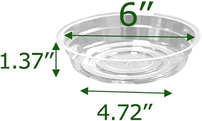 TRUEDAYS Clear Plant Saucers Flower Pot Tray Excellent for Indoor & Outdoor Plants, 6 Inch 10 Pack