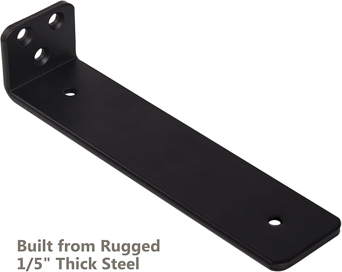 12-Pack 10 Inch Floating Shelf Brackets, Heavy Duty Hidden Shelves Bracket for Small Shelf, Kitchen Shelf, Nursery Shelf, Black Powder Coated Steel