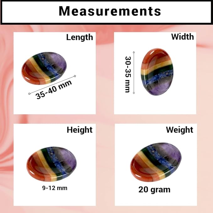 Seven Chakra Worry Stones – Crystal Thumb Worry Stone for Anguish, Stress – Relaxing and Soothing Balance Stone for Meditation, Stress Relief – Crystals and Healing Stones for Men and Women