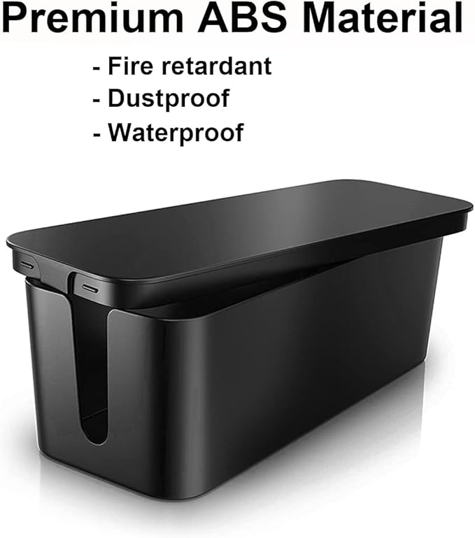 DUNCHATY 3 Pack Cable Organizer Box with Large, Medium, Small Cord Hider Box, Safe ABS Material for Covering and Hiding TV Wires, Computer, Router, USB Hub, and Under Desk Power Strips & Cords