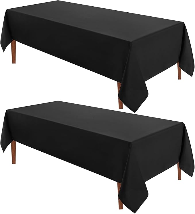 VidaFete Tablecloth 60 * 120inch 2-pack Rectangle Table Cloth Polyester, Stain Wrinkle Resistant Dining Table Cover for Kitchen Dining Party Wedding Rectangular Tabletop Buffet Decoration (Black)