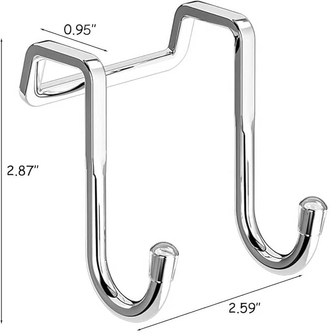 Over The Door Hooks, Stainless Steel Double Hooks, No Drill Cabinet Hooks for Kitchen Cabinet, Bathroom, Wardrobe, Office, Dormitory (2pcs)