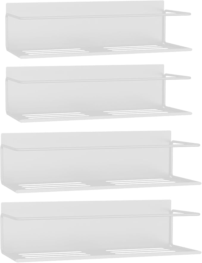 Magnetic Spice Rack For Refrigerator, Space Saving Magnetic Shelf For Fridge White 4 Pack