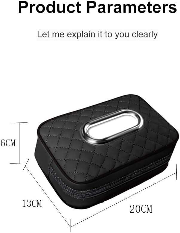 Car Tissue Holder, Extra Large Capacity car Tissue Box can Hold 130-180 tissues per Box, Size: 7.9"x5.1"x2.4"