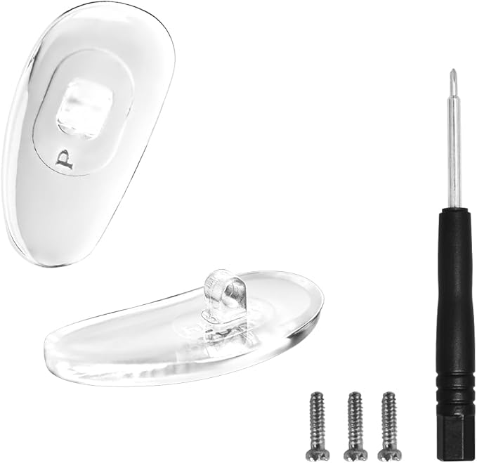 Replacement Screw-in Nose Pads for Prada Eyeglasses/Sunglasses.14.5mm.with Screw and Screwdriver (Silver)