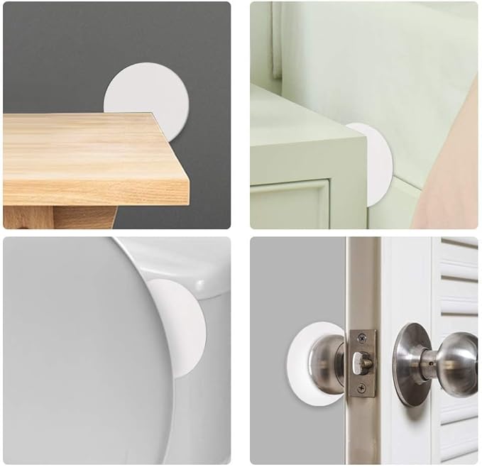 Strongest Door Knob Wall Shield, 4 PCS Large White Round Door Stopper Wall Protector, Self Adhesive Door Handle Bumper (Large Round 3.54", White)