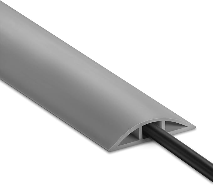 LZEOY Floor Cord Cover - 6FT, Grey, Single Cord Protector - Wire Cover Cavity: 0.47" (W) x 0.24" (H)