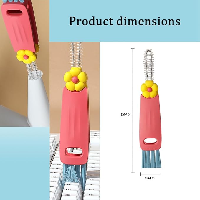 3 in 1 Cup Lid Cleaning Brush, 3PCS Multifunctional Cup Lid Cleaning Brushes with Scraper, Crevice, Angled Brush, for Coffee Mugs, Water Bottles, Tumblers (3)