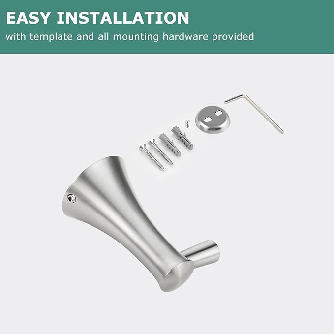PARLOS Brass Single Robe Hook Towel Coat Hanger for Bathroom Kitchen Garage Wall Mounted with Screws, Brushed Nickel