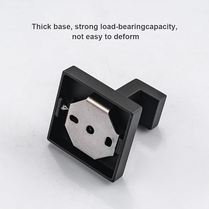 Hiuqixe Matte Black Towel Hooks 2 Pack, SUS304 Stainless Steel Bathroom Robe Hook, Heavy Duty Modern Square Coat Holder, Rustproof, Anti-Rotation Wall Mount for Hand Towels & Bath