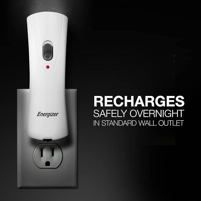 Energizer Auto-On LED Flashlights Rechargeable for Home Power Failure, Plug in LED Flashlight for Power Outage, Night Light, Hurricane Preparedness