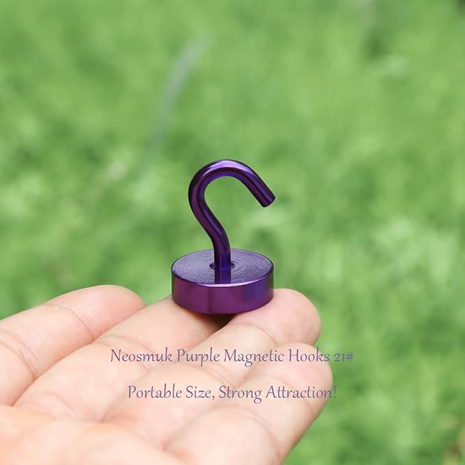 Neosmuk Magnetic Hooks, Cruise Ship Essentials, 40lb+ Heavy Duty Magnetic Hooks for Cruise Cabins, Refrigerator, Grill, Hanging, and Travel | Extra Strong Must-Haves Magnet Hook,Purple,Pack of 5