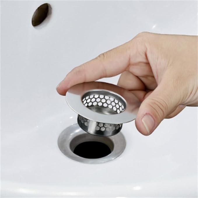 Bathroom Sink Filter - Fits 1.25"-1.60" Hole (2pcs) | Stainless Steel Hair Catcher for Bathroom/Bathtub/Laundry/RV Sink