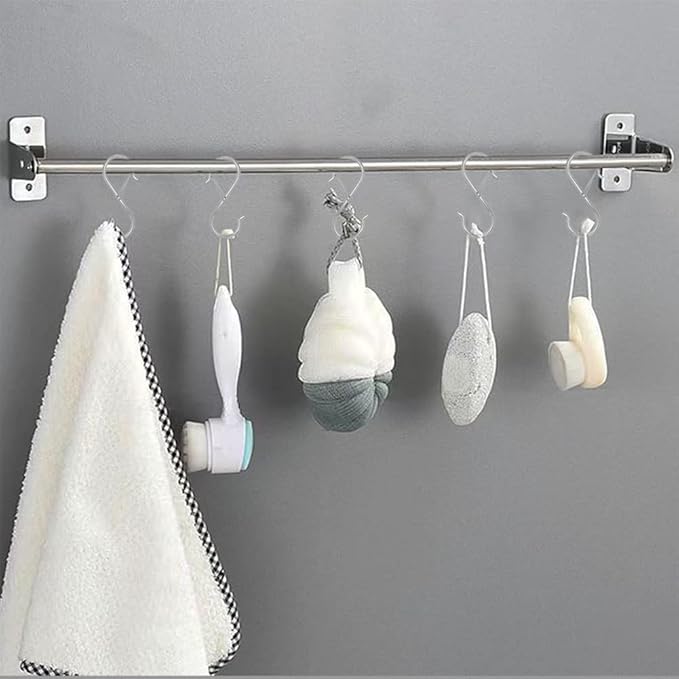 Waitkey 48 Pack S Hooks for Hanging, 3.5 inch Heavy Duty Metal S Hooks with Safety Buckle, S Shaped Hooks, Pot Rack Closet Hooks for Hanging Plants, Clothes, Kitchen Utensils, Pots, Pans, Bags (Silver)