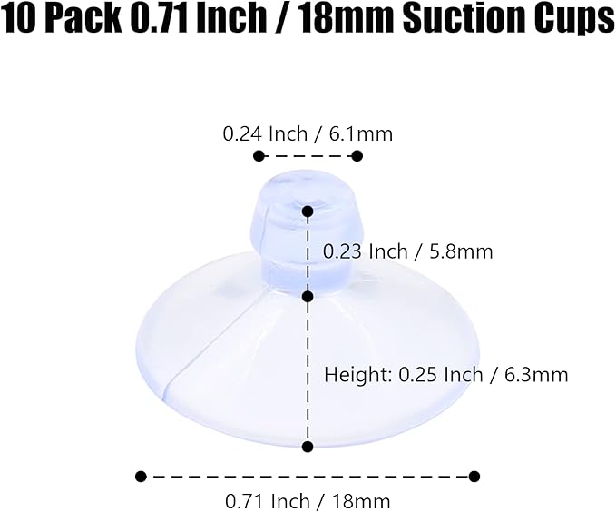 10 Pack Glass Tableholders - 18mm Rubber Suction Cups, Anti-Collision Transparent Holders, Desk Suction Pads for Furniture