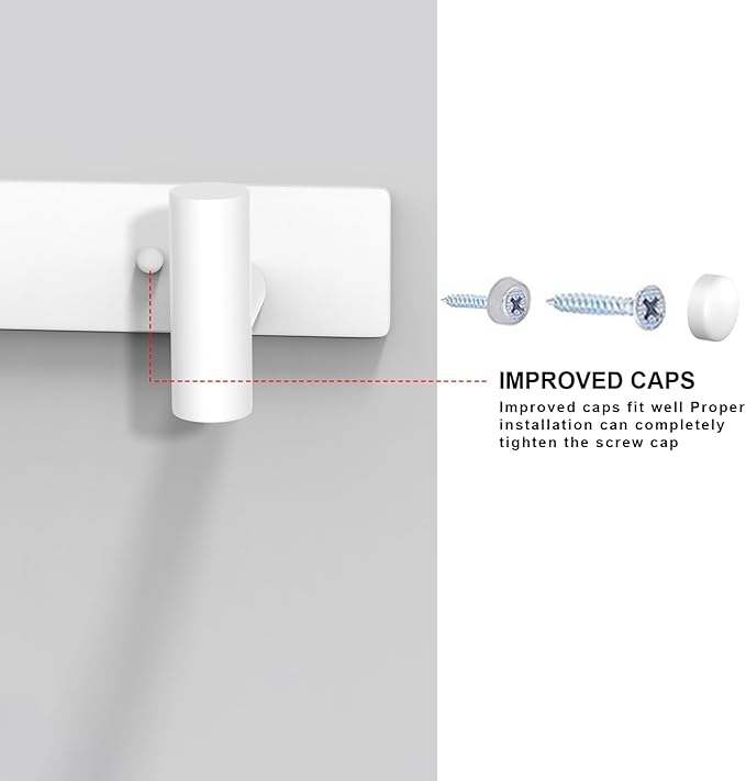 VAEHOLD Hat and Coat Wall Mount Rack - Hooks for Robes, Bags, Keys, and Towels - Bathroom Towel Hanger Organizer (White, "T" Shape 4 Hooks 2 Pack)