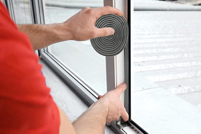 Bruiefpap 65FT Weather Stripping for Doors and Windows, Self-Adhesive Soundproofing Door Seal, Door Insulation for Sliding, Exterior, Frames and Front, 0.35'' Wide x 0.35'' Thick, Grey