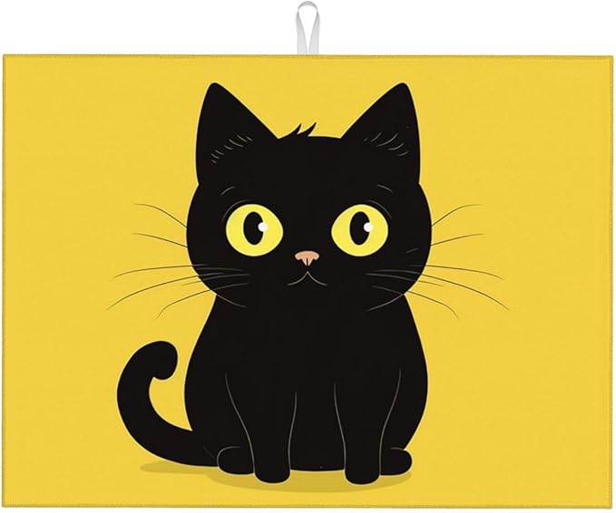 Cat Dish Drying Mat for Kitchen Counter Decor 18x24 Inch Floral Absorbent Reversible Microfiber Dish Drying Pad Flower Dish Drainer Rack Mats for Coffee Bar