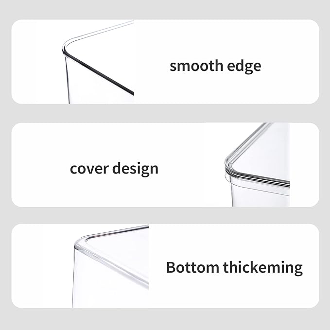 Sgoostood Lidded Plastic Storage Bins Set Clear Desk Basket Box Organizer Kitchen Container Clothes Laundry Closet Cabinet Shelf, Organization and Storage for Shelves Office Bathroom(clear 3XL+2M)